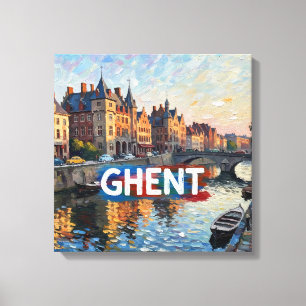 Impressão Em Tela Arte em Tela Reflexos do Canal de Gand