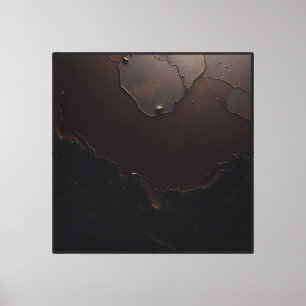 Impressão Em Tela Arte em Textura de Resina Abstrata em Bronze Escur