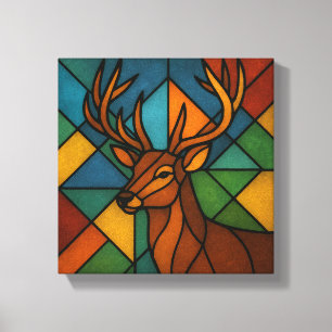 Impressão Em Tela Arte em Vidro Manchado Estilo Tiffany de Cervo Ant