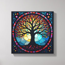 Impressão Em Tela Arte em Vidro Pintado, Árvore da Vida em Vidro Pin