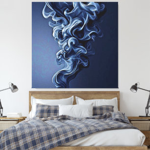 Impressão Em Tela Arte Emocional Azul Fumada
