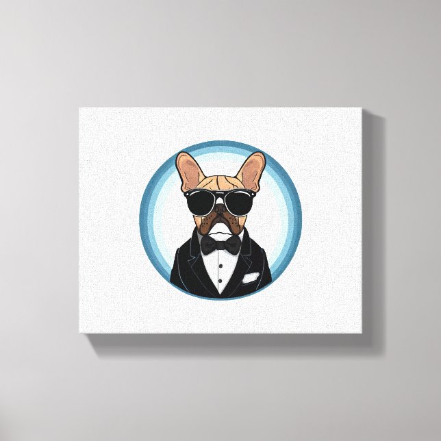 Impressão Em Tela Arte Engraçada e Engraçada do Bulldog Francês (Frente)