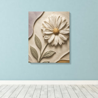 Impressão Em Tela Arte Escultural de Flor Branca 3D | Minimalista El