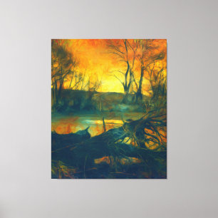 Impressão Em Tela Arte Escuro dos Pântanos Spooky