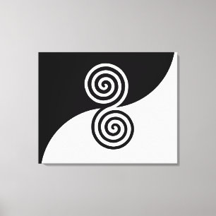 Impressão Em Tela Arte Espiral Dupla em Preto e Branco