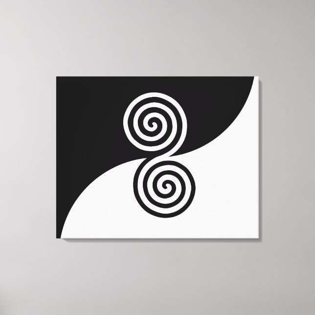 Impressão Em Tela Arte Espiral Dupla em Preto e Branco (Frente)