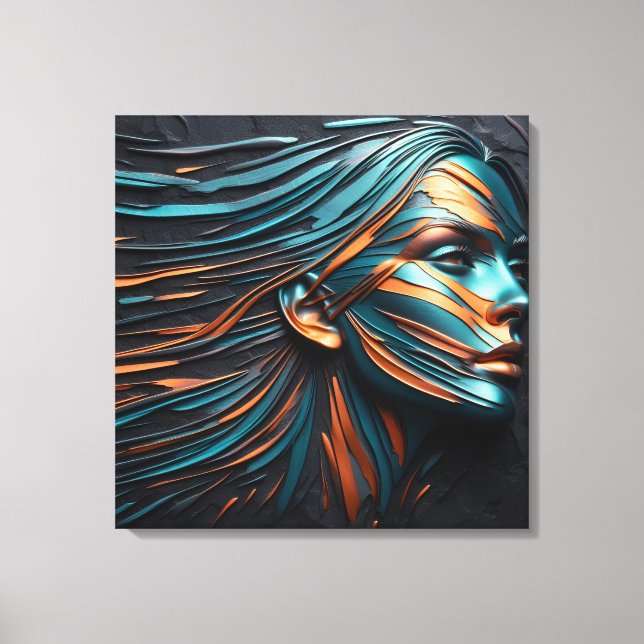 Impressão Em Tela Arte facial de Abstrato metálico. (Frente)