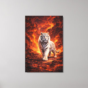 Impressão Em Tela Arte Fantasia do Tigre Branco Série de Arte Man