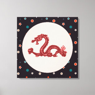 Impressão Em Tela Arte Fantasia Padrão Estrela Dragão Chinês