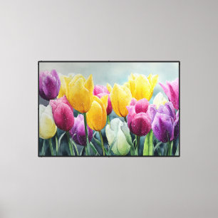 Impressão Em Tela Arte Floral Abstrata em Azul Turquesa Ousado