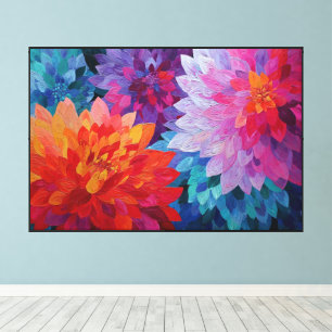 Impressão Em Tela Arte Floral Abstrata em Flores Brilho