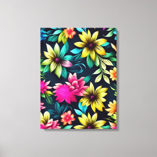Impressão Em Tela Arte Floral Abstrato surpreendente em cores vibran