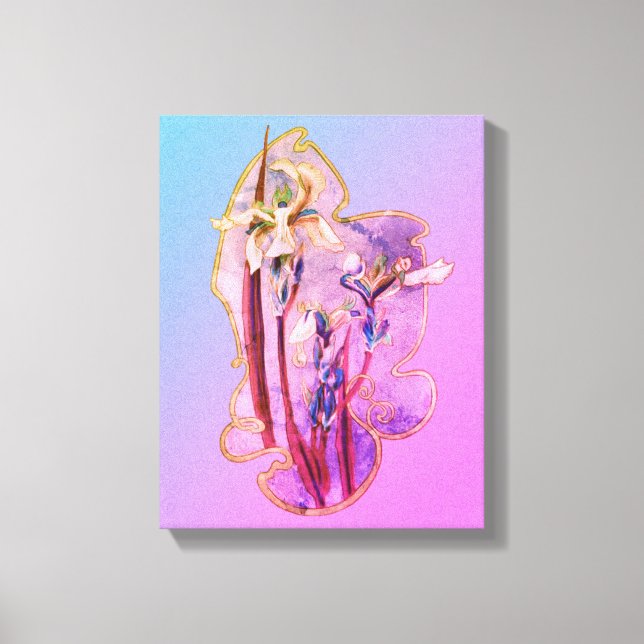 Impressão Em Tela Arte Floral Azul Irritada (Frente)