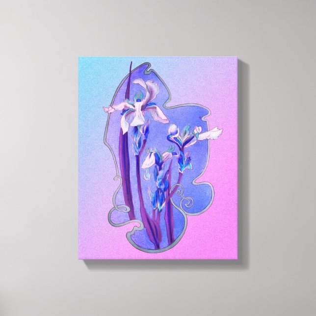 Impressão Em Tela Arte Floral Blue Irises (Frente)
