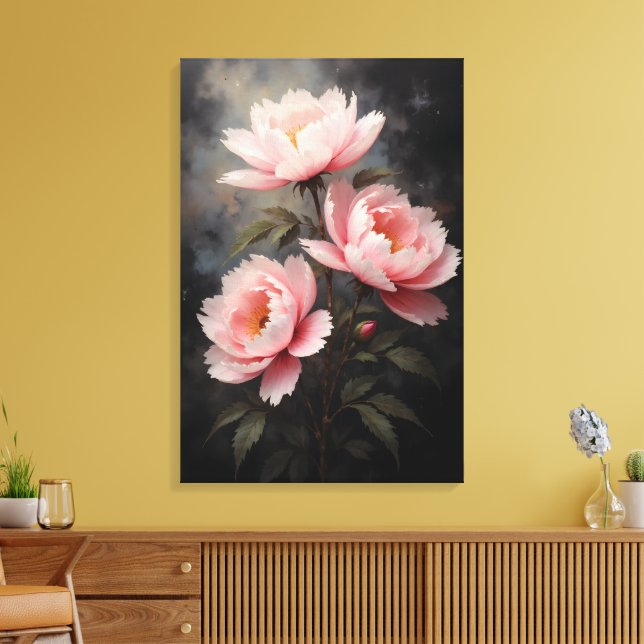 Impressão Em Tela Arte Floral de Peônia (Insitu(Sala de estar))