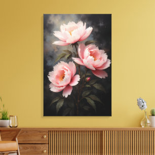 Impressão Em Tela Arte Floral de Peônia