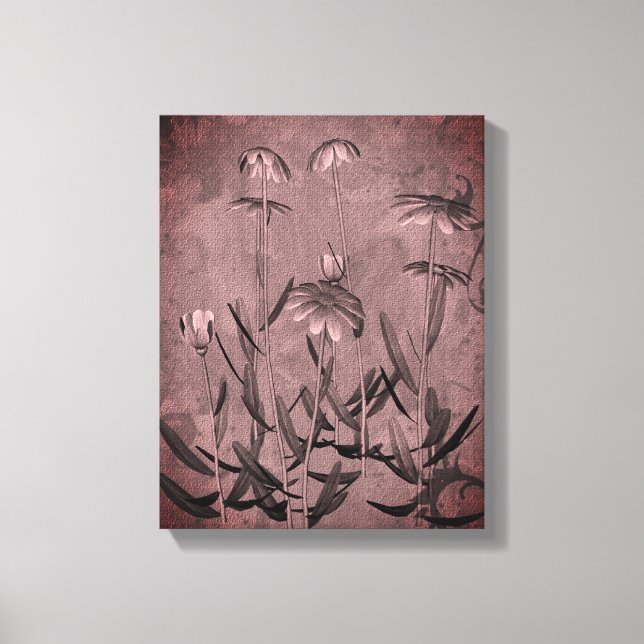 Impressão Em Tela Arte Floral Disie Preta E Branca (Frente)