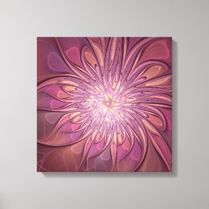 Impressão Em Tela Arte floral fractal moderna abstrata cores de baga