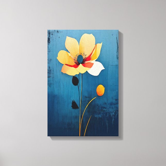 Impressão Em Tela Arte Floral Negrito com Flor Abstrato (Frente)