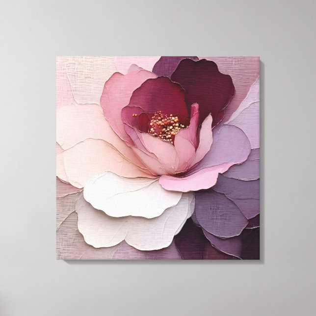 Impressão Em Tela Arte Floral Texturizada Elegante (Frente)