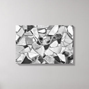 Impressão Em Tela Arte Fotográfica Preta, Branca E Cinza Terrazzo