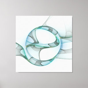 Impressão Em Tela Arte fractal abstrata moderna azul turquesa cinza