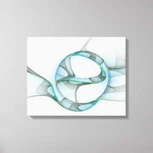 Impressão Em Tela Arte fractal abstrata moderna azul turquesa cinza