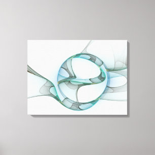 Impressão Em Tela Arte fractal abstrata moderna azul turquesa cinza