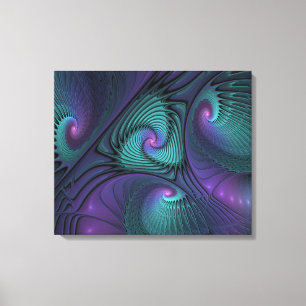 Impressão Em Tela Arte fractal abstrata moderna Roxo encontra Turque