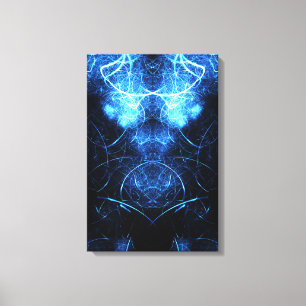 Impressão Em Tela Arte Fractal de Energia Nebulosa Azul