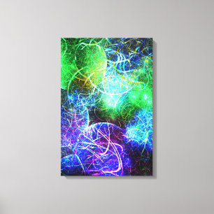 Impressão Em Tela Arte Fractal de Energia Neon Elétrica