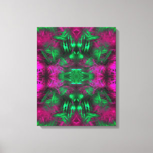 Impressão Em Tela Arte Fractal de Energia Neon Psicodélica