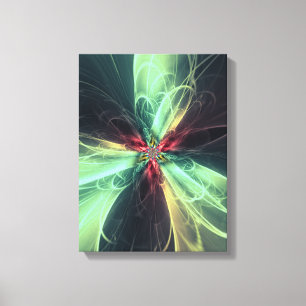 Impressão Em Tela Arte Fractal de Energia Plasma Esmeralda