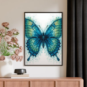 Impressão Em Tela Arte Fractal de Fantasia Moderna Borboleta Aquarel