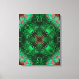 Impressão Em Tela Arte Fractal de Geometria Sagrada Esmeralda