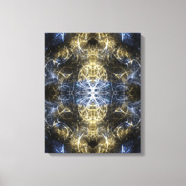 Impressão Em Tela Arte Fractal de Geometria Sagrada Plasma Dourado