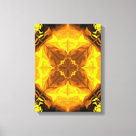 Impressão Em Tela Arte Fractal de Kaleidoscópio Chama Dourada