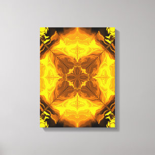Impressão Em Tela Arte Fractal de Kaleidoscópio Chama Dourada