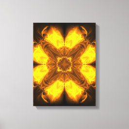 Impressão Em Tela Arte Fractal de Kaleidoscópio Chama Dourada