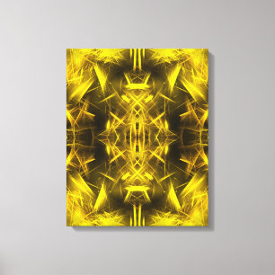 Impressão Em Tela Arte Fractal de Plasma Elétrico Dourado