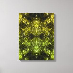 Impressão Em Tela Arte Fractal de Plasma Elétrico Dourado