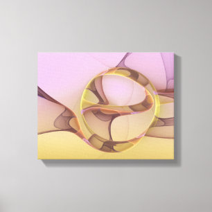 Impressão Em Tela Arte fractal dourada rosa moderna abstrata