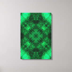Impressão Em Tela Arte Fractal Mandala de Energia Esmeralda