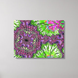 Impressão Em Tela Arte fractal vibrante e colorida de néon psicodéli