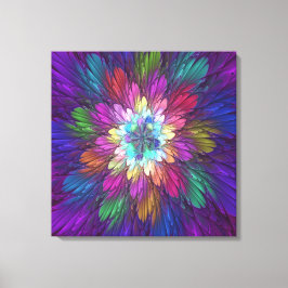 Impressão Em Tela Arte frontal Abstrato de Flor Psicodélica Colorida