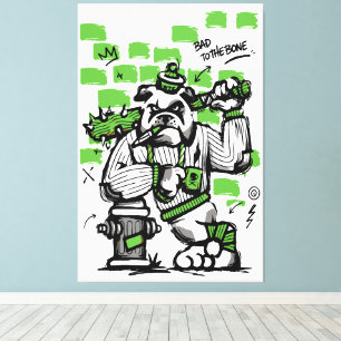Impressão Em Tela Arte Gangster de Bulldog Mau até os Ossos
