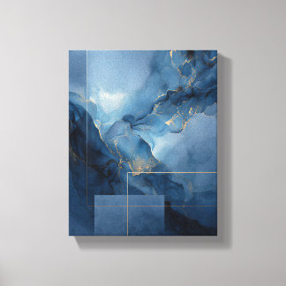 Impressão Em Tela Arte Geométrica Abstrata Azul com Névoa