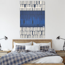 Impressão Em Tela Arte Geométrica Abstrata Azul Moderna para Parede