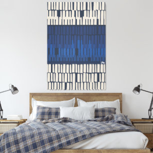 Impressão Em Tela Arte Geométrica Abstrata Azul Moderna para Parede