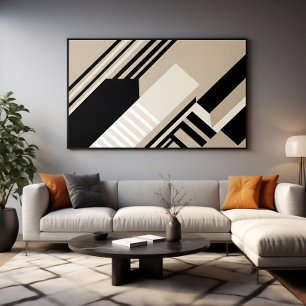 Impressão Em Tela Arte Geométrica Abstrata Tons Neutros